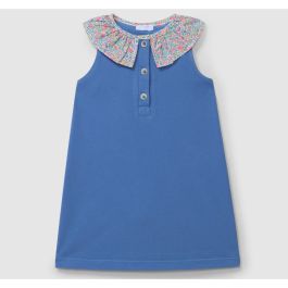 Dress Pique With Ruffled Printed Collar | Medium Blue