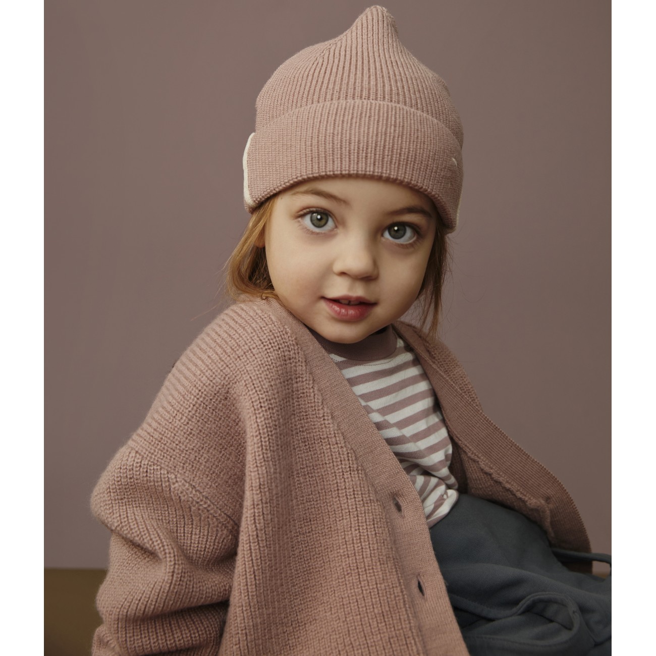 Merino Wool Knitted Cardigan Berry