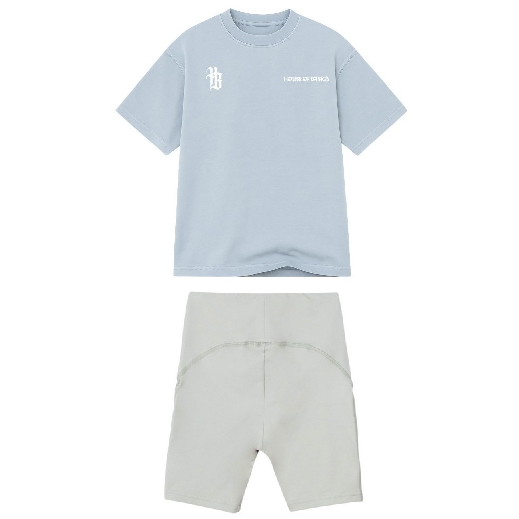 Oversized Tee & Biker Shorts Ice Blue