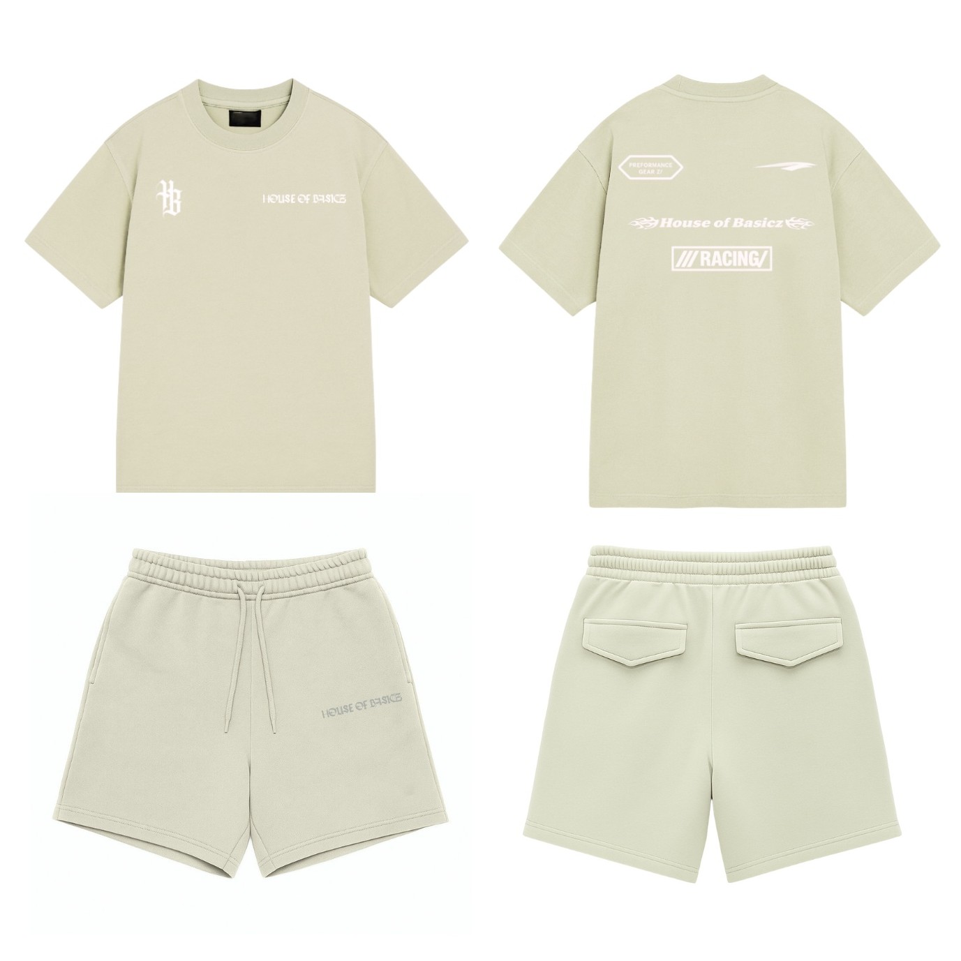 Oversized Tee Racing Sage & Sweat Short Tea Green