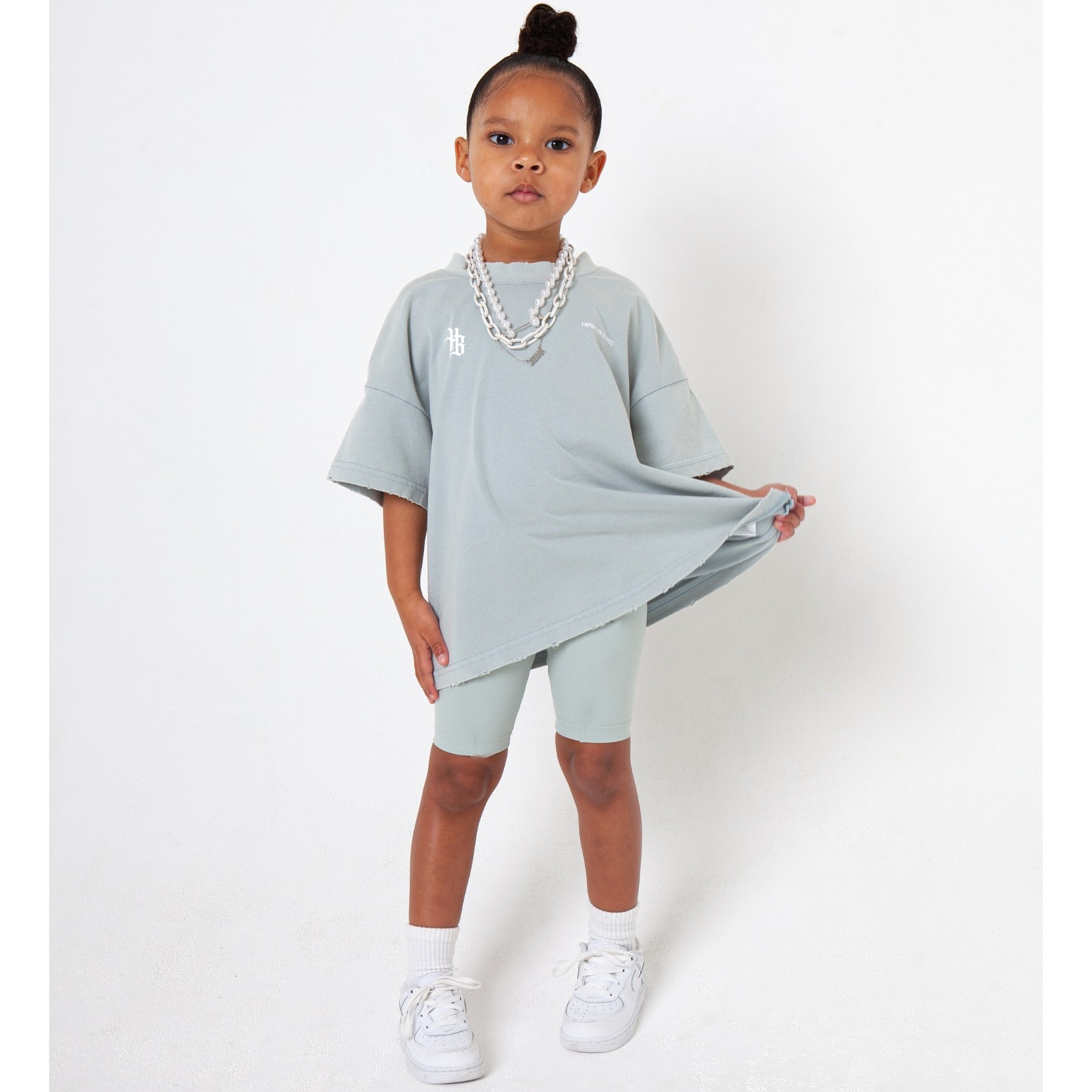 Oversized Tee & Biker Shorts Ice Blue