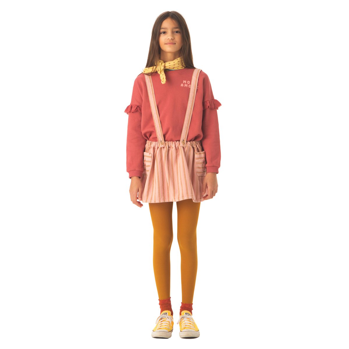 Mini Skirt W/ Straps | Light Pink W/ Multicolor Stripes