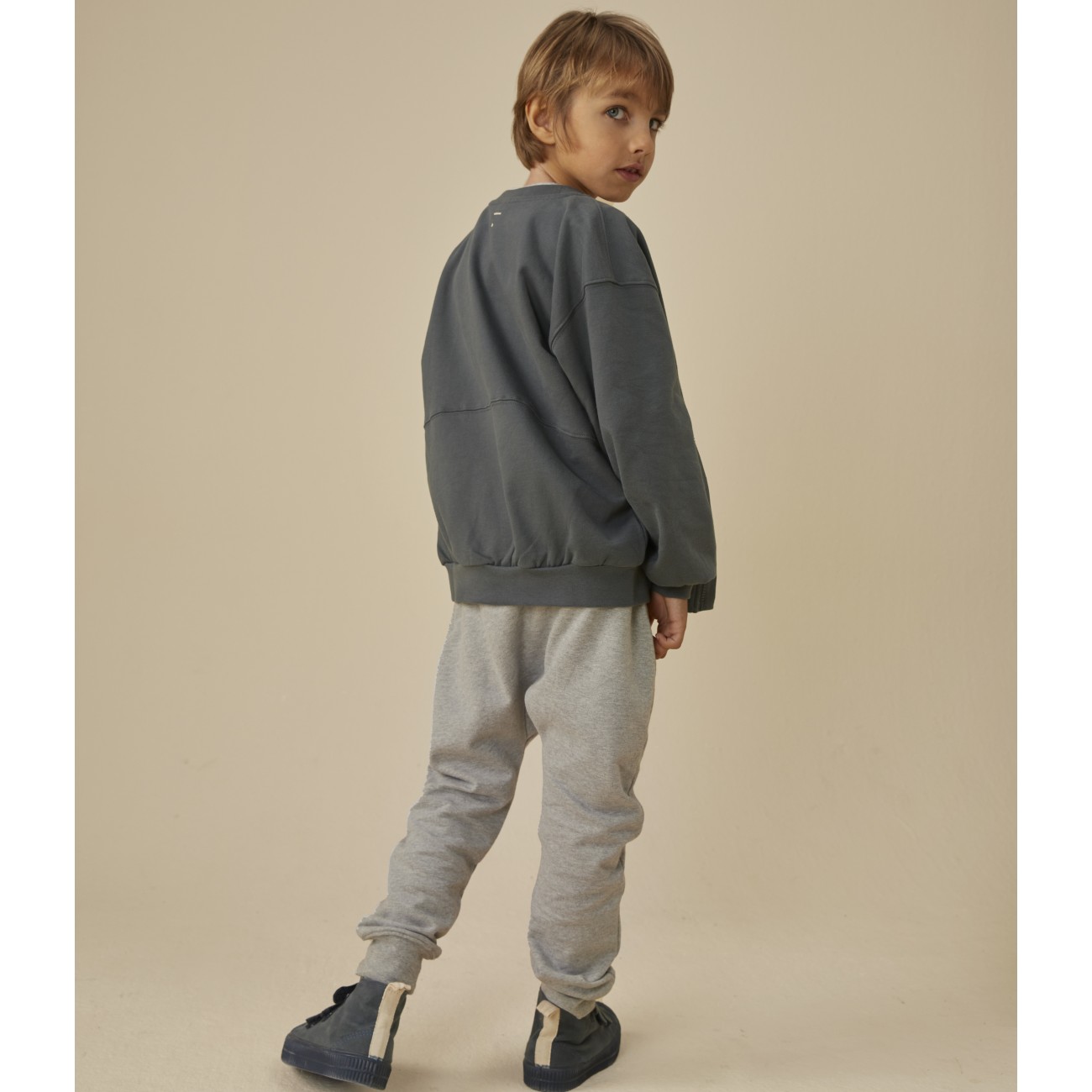 Bomber Sweatshirt W/ Zip Blue Grey