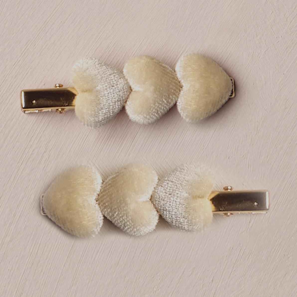 Velvet Hair Clips Ecru
