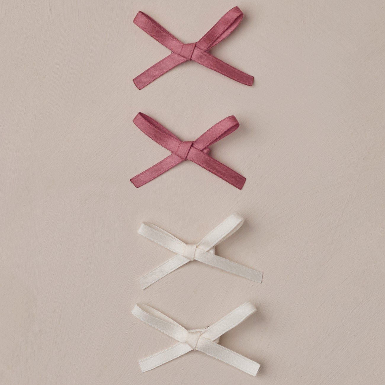 Mini Satin Bows Set Of 4 Ivory Raspberry