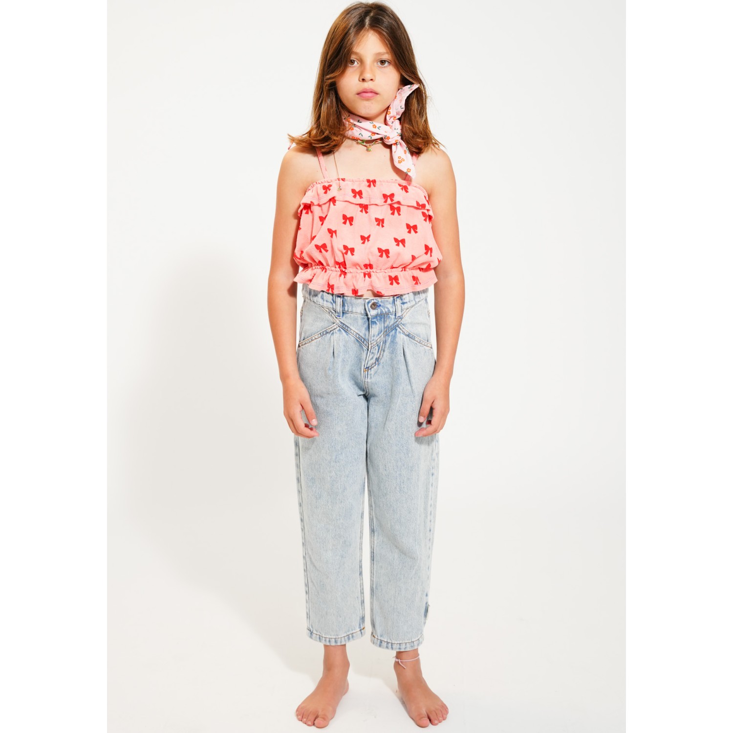 Mom Fit Trousers | Washed Blue Denim