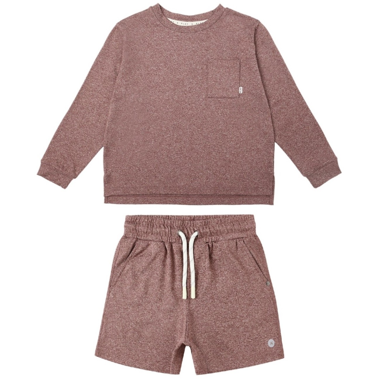 Long Sleeve Pocket Tee & Oceanside Tech Short Heathered Burgundy