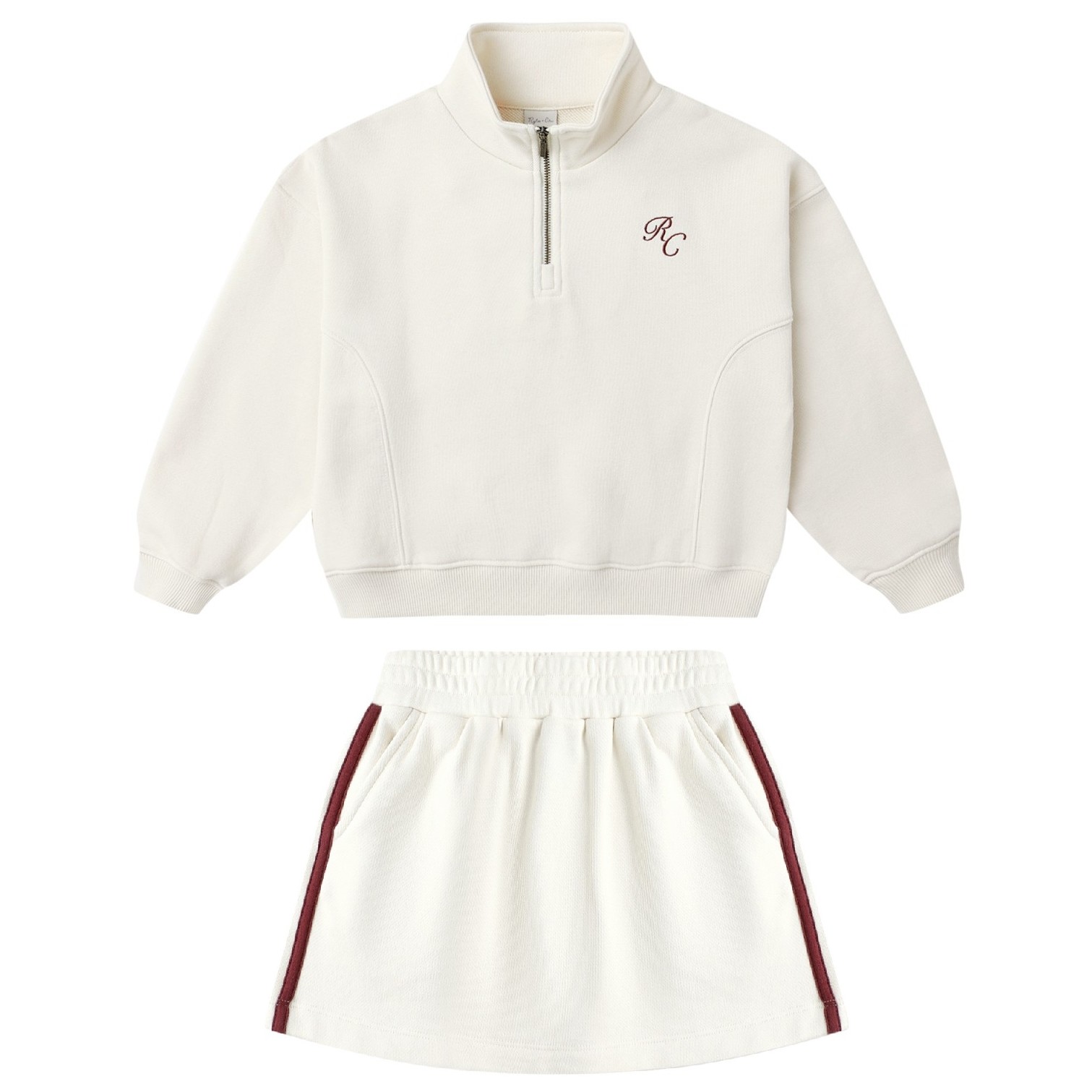 Half Zip Sweatshirt & Sports Skirt Natural