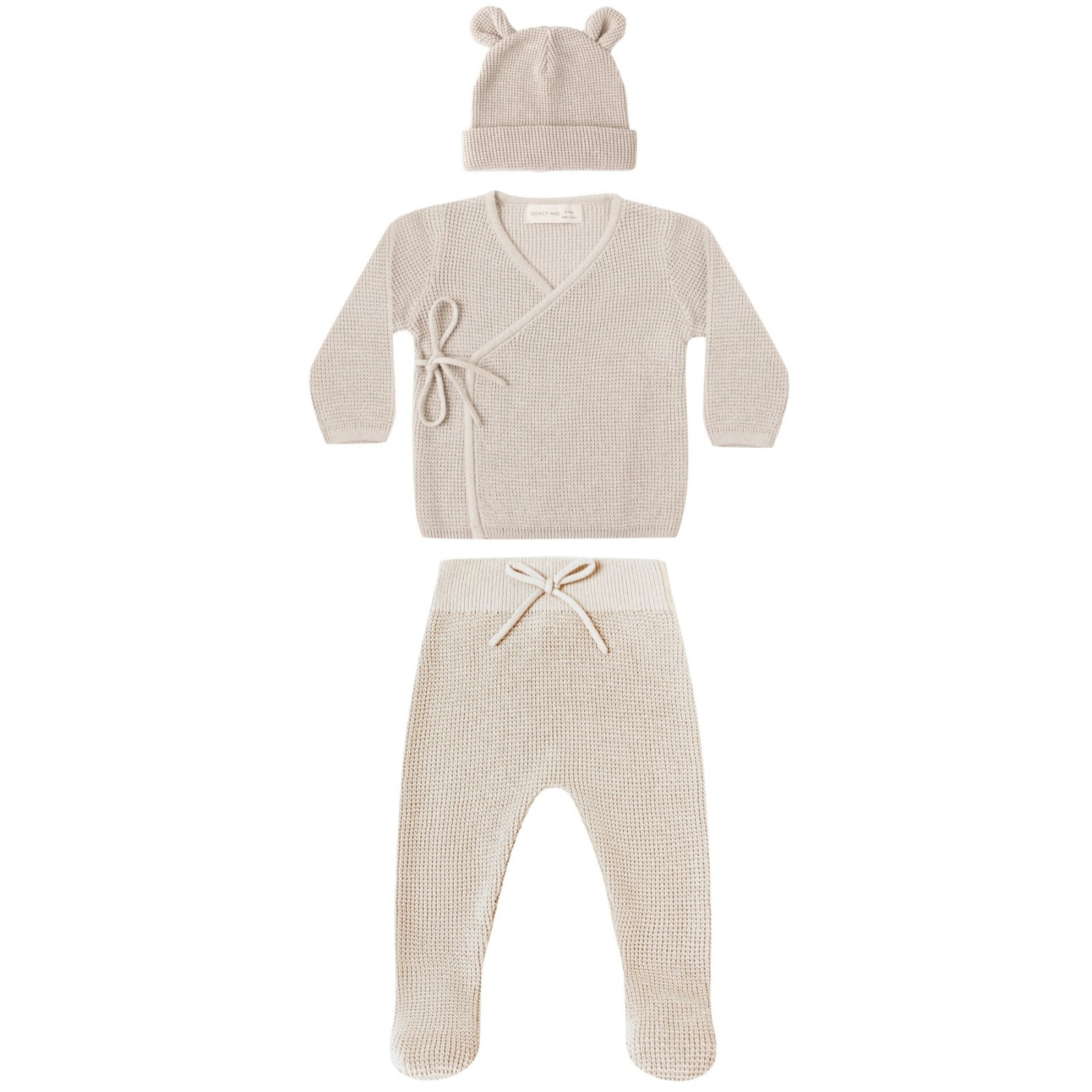 Knit Bear Beanie & Knit Wrap Top & Knit Pant Oatmeal