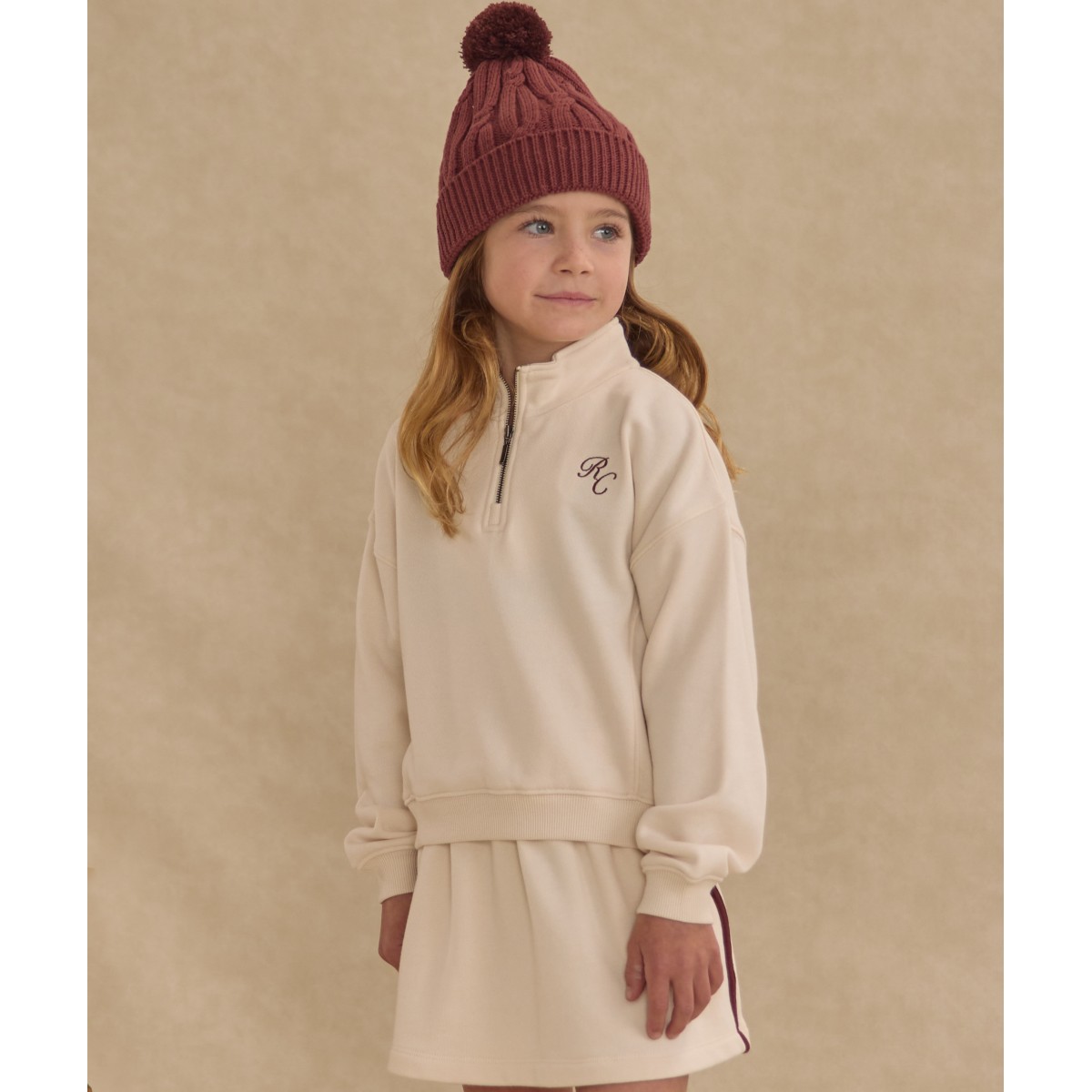 Half Zip Sweatshirt & Sports Skirt Natural