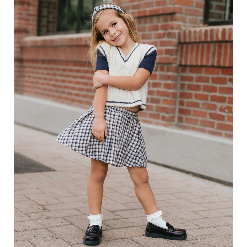 Knotted Headband Navy Check