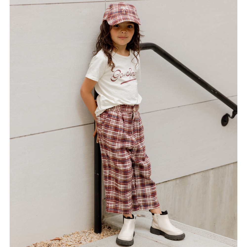 Baseball Hat Burgundy Plaid