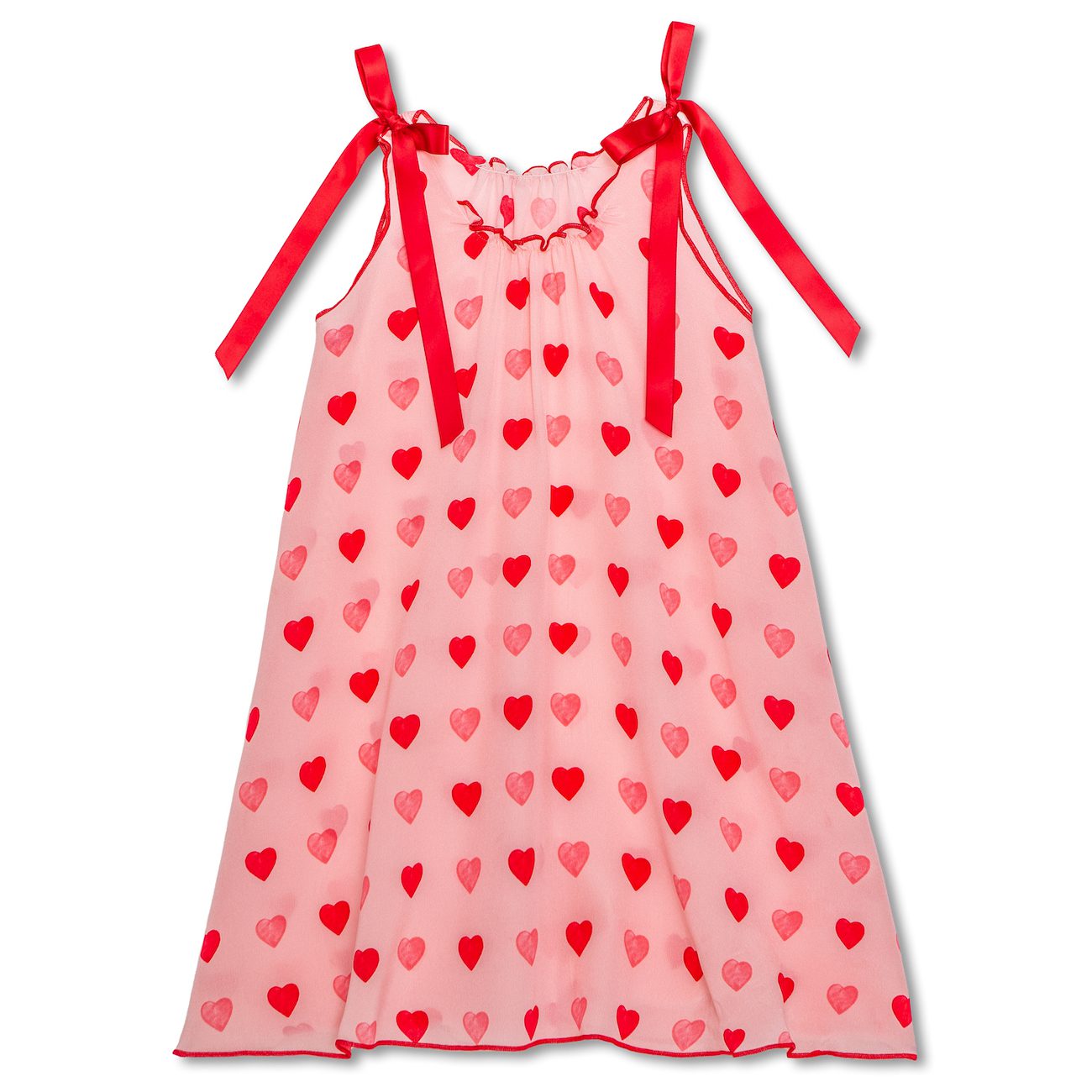 Rebecca Silk Nightdress | Pink Hearts
