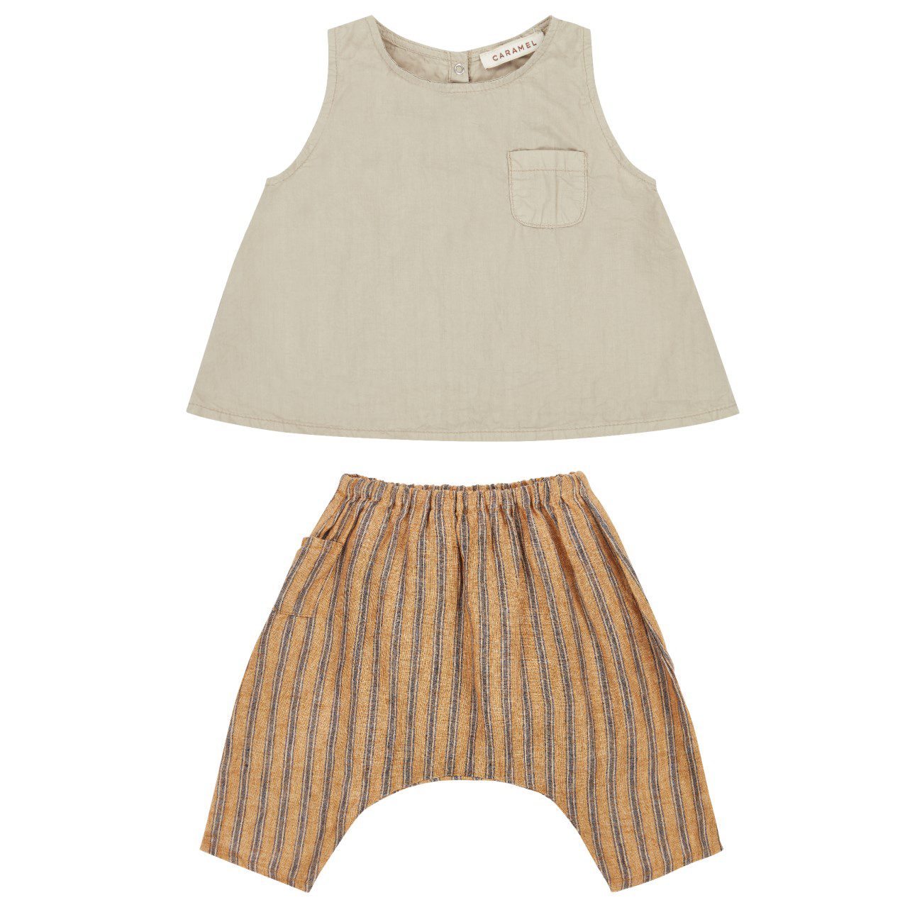 Grey Lettuce Top & Mustard Stripe Ficus Trouser