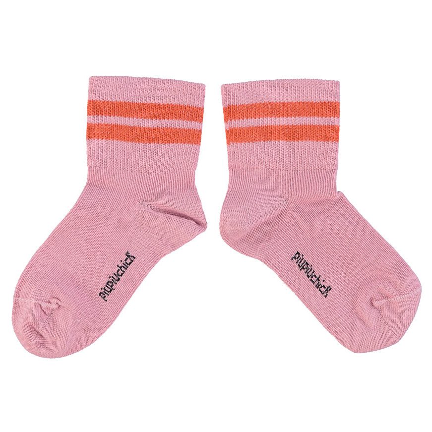 Short Socks | Pink W/ Orange Stripes