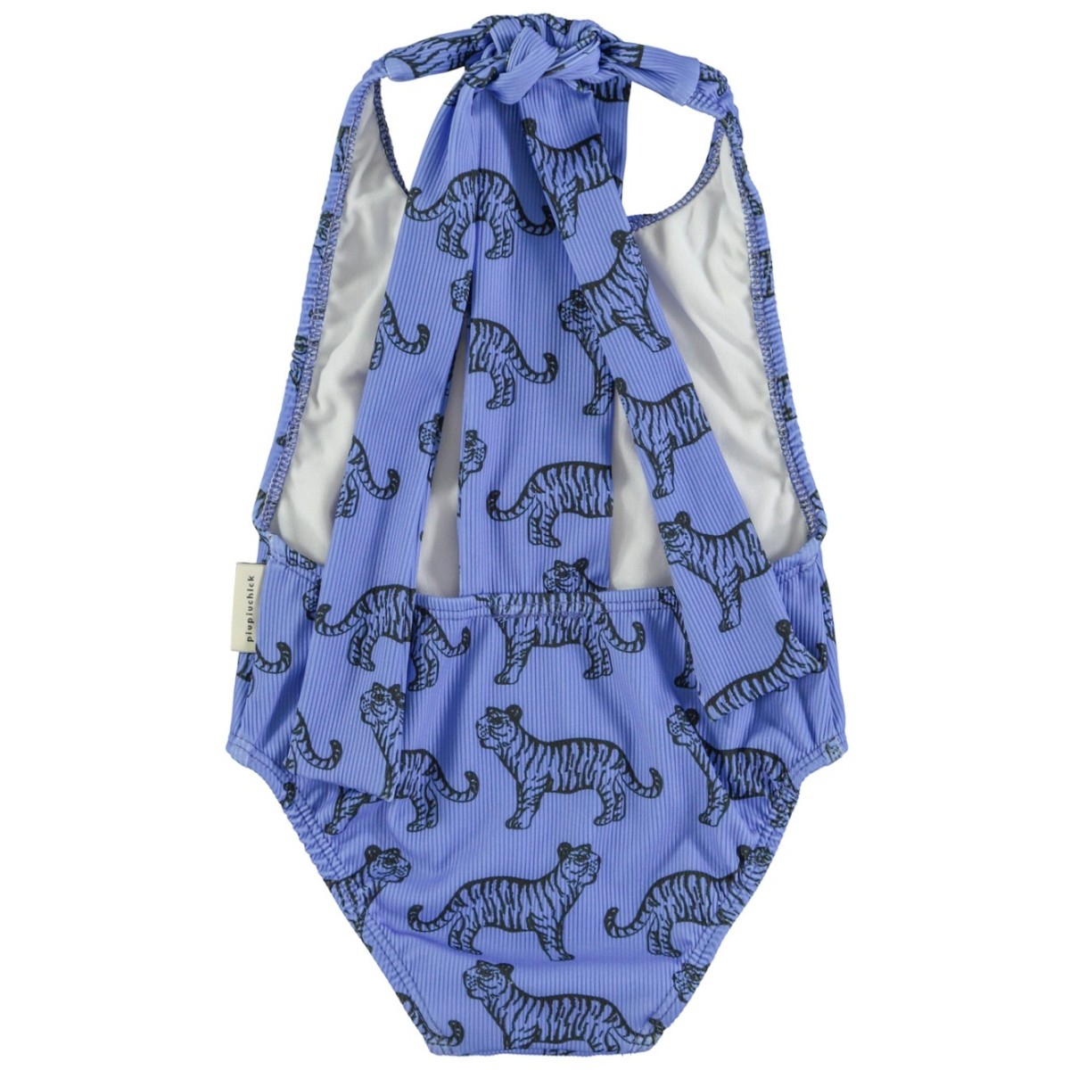 Swimsuit W/ Back Bow | Blue W/ Black Tigers
