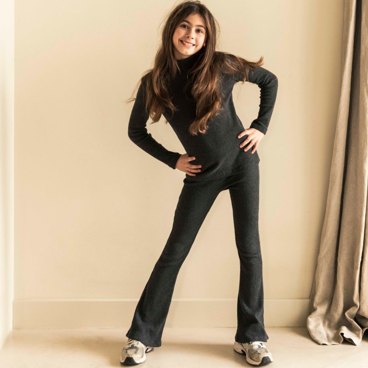 Teddy Flared Legging Dark Grey Melange