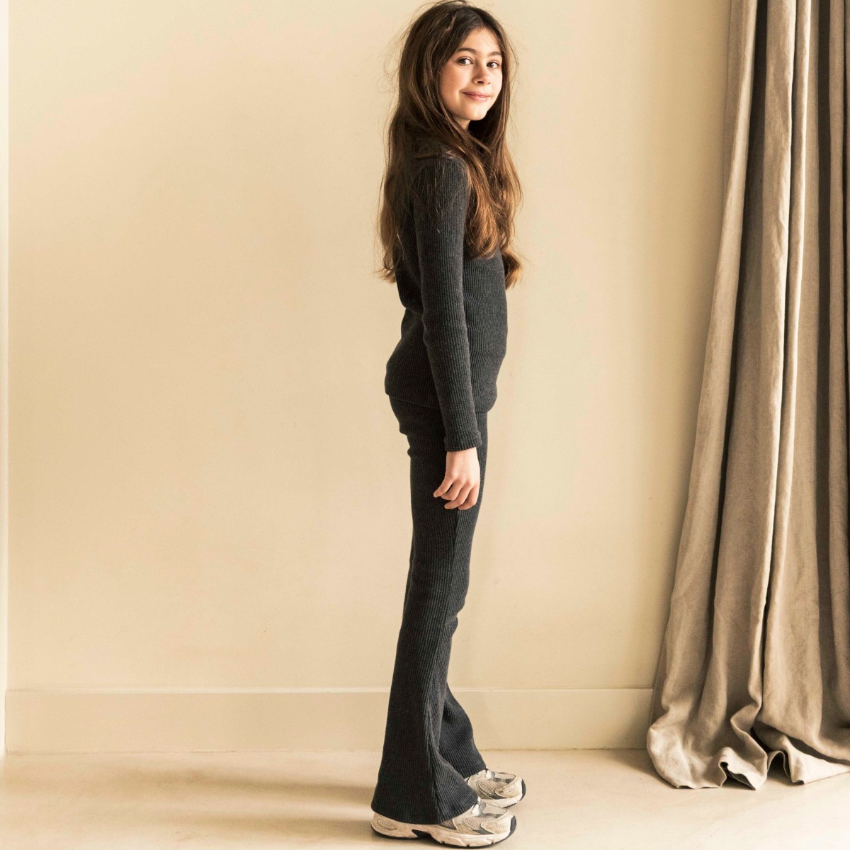 Teddy Flared Legging Dark Grey Melange