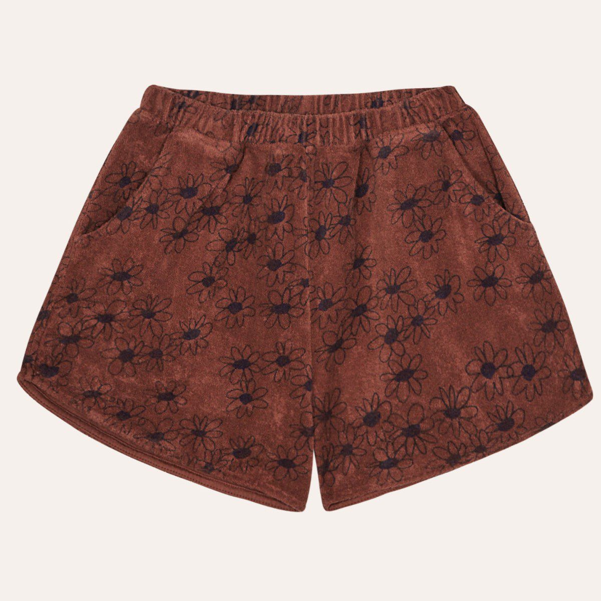 Embroidery Tank Top & Daisies Terry Shorts | Brown