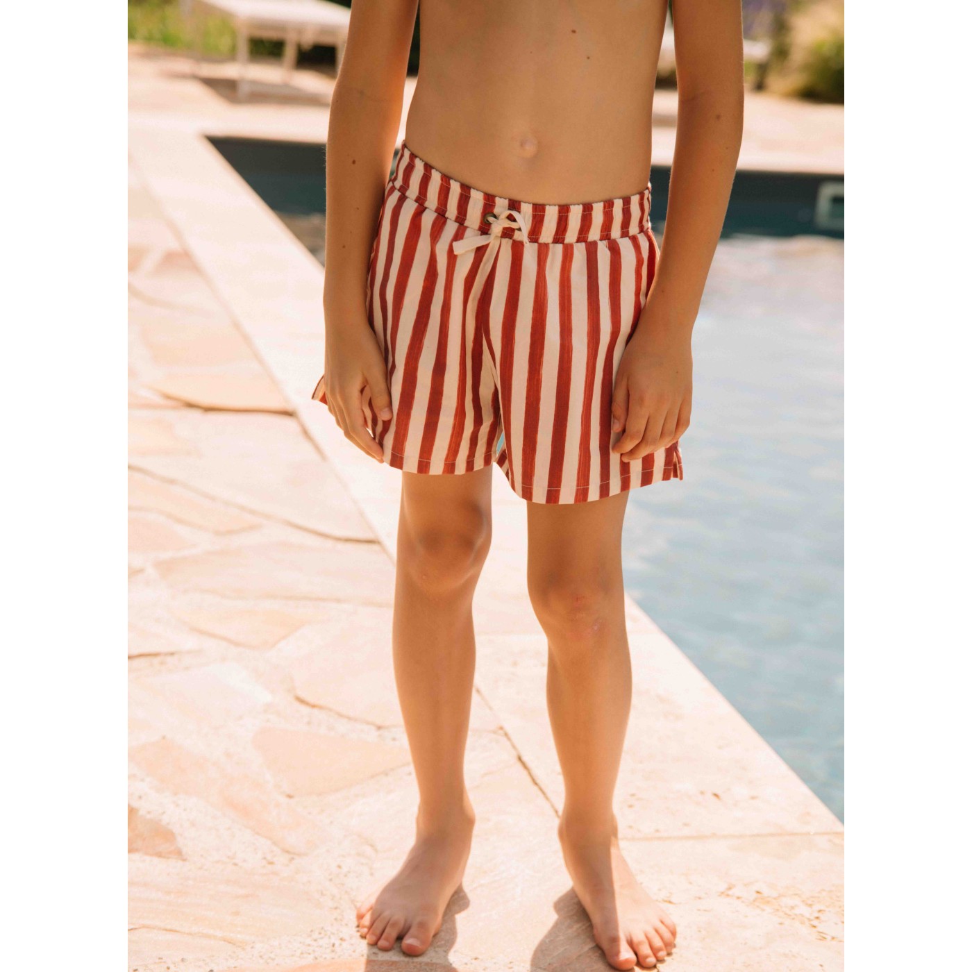 Chico Swim Shorts Brick Red Stripes