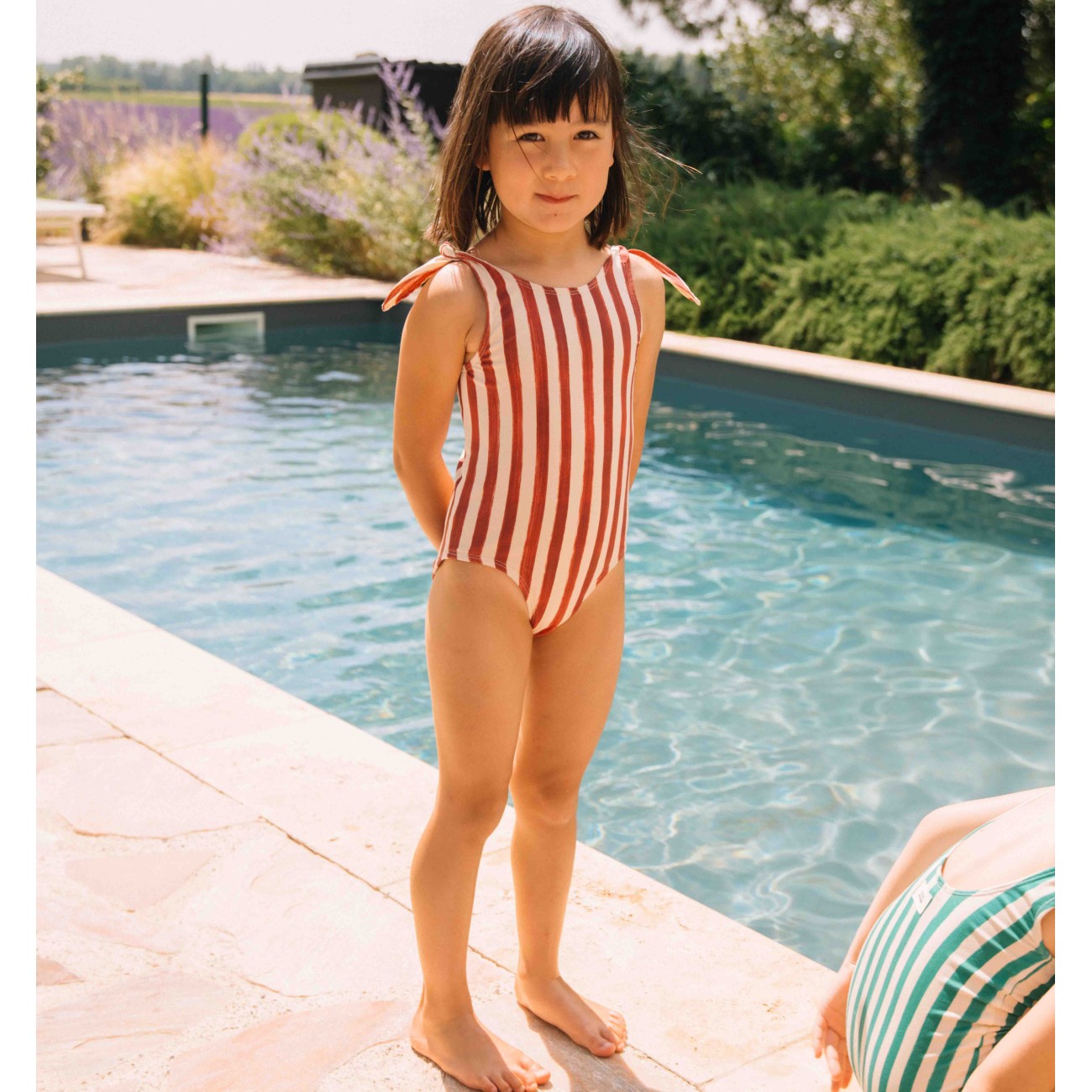 Roberta Swimsuit Brick Red Stripes