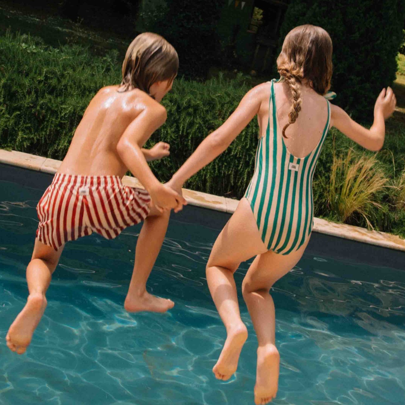 Roberta Swimsuit Capri Green Stripes