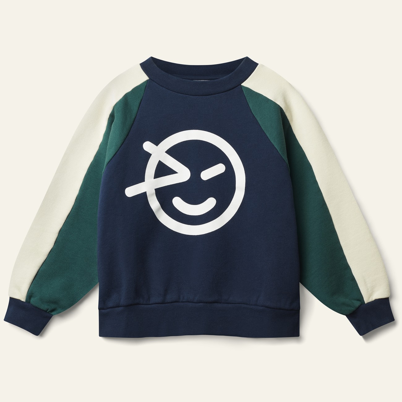 Wynk Panel Sweat  Navy Green Cream