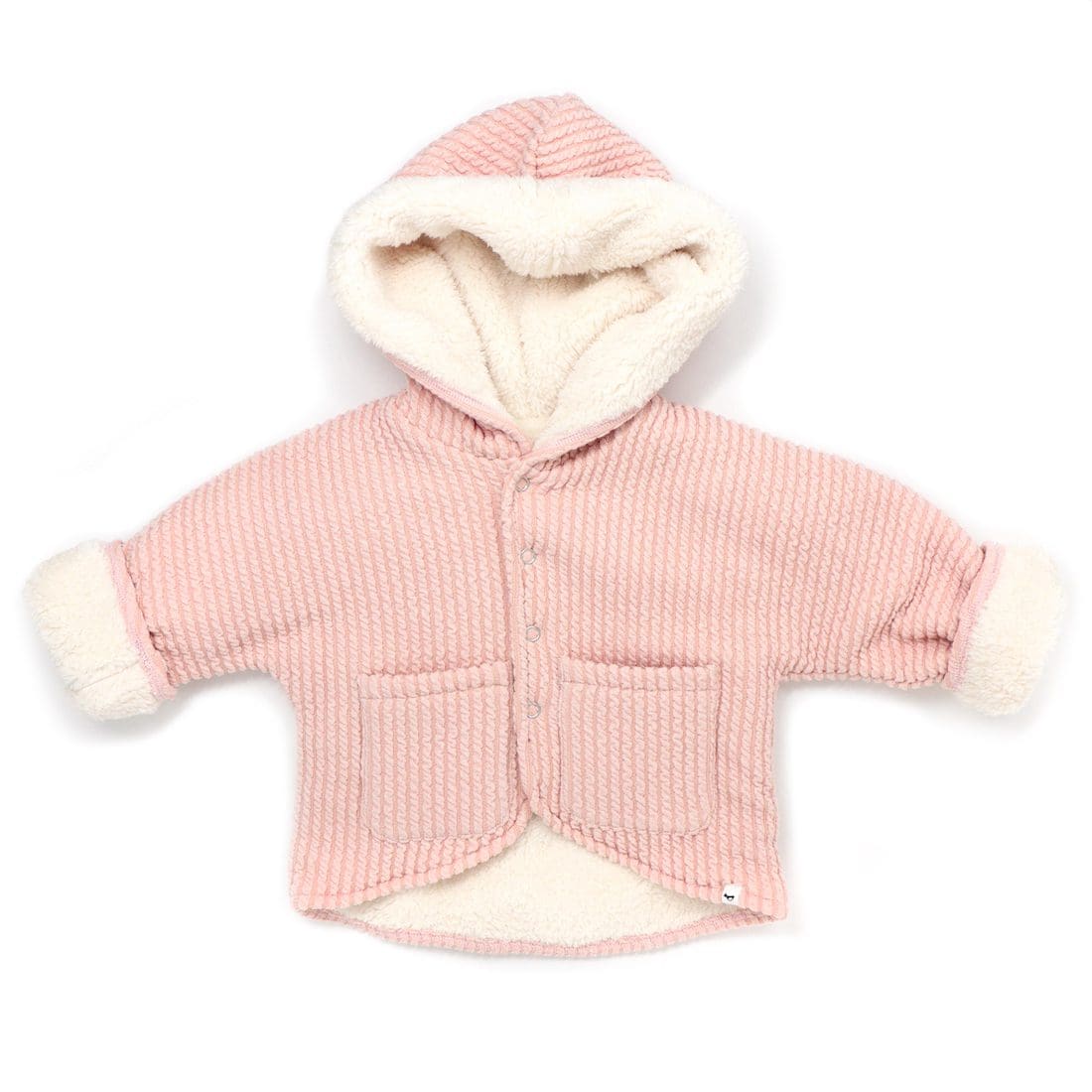 Hooded Cable Knit Jacket W/Snowdrift Lining | Dusty Rose – Ivy Babies