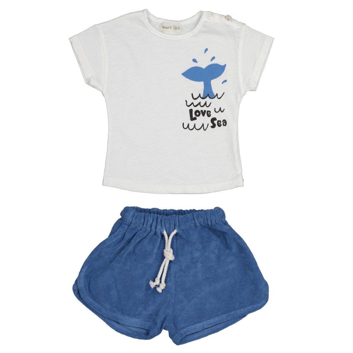Submarine Love Sea T-Shirt & Terry Shorts | Off-White/Blue – Ivy Babies
