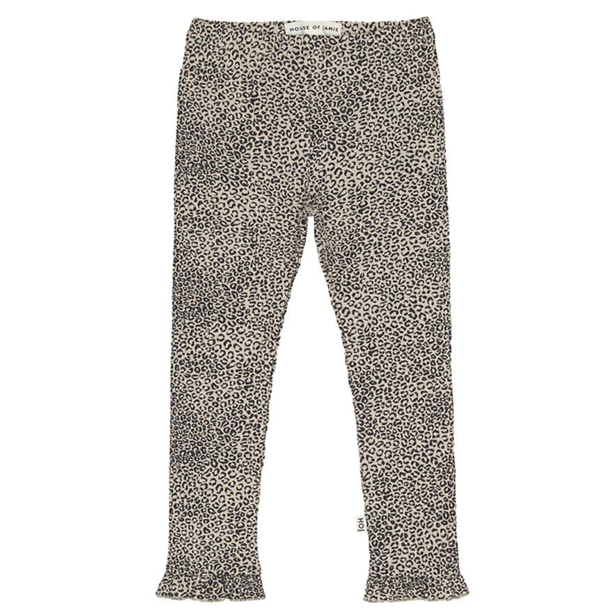 Rib Frill Leggings | Charcoal Little Leopard – Ivy Babies
